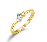 JSJOY Bagues avec pierre de naissance pour femme - Bleu émeraude - Cadeau d'anniversaire pour maman, elle - Bague en oxyde de zirconium pour adolescente - Bague en or qui ne ternit pas - Bague