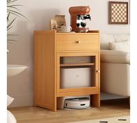 JSLJDM Armoire de Rangement pour Aspirateur Robot, Meuble De Rangement Caché,Portes d'armoire vitrées, Table d'appoint en Bambou, pour Salon, Chambre, Cuisine Original Color 52x40x80cm