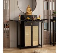 JSLJDM Table de sanctuaire en Bois avec Armoire,Autel Bouddhiste,Table D'Autel Bouddhiste,Style Modern, pour prière méditation et Support de Statue Dark Walnut 160x40x119cm