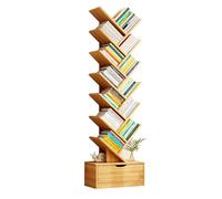 JSLJJBD Bibliothèque d'arbre avec Tiroir Bibliothèque Créative Étagère à Plusieurs Niveaux Étagère Haute Grande Capacité Convient au Salon à la Chambre à Coucher au Bureau Natural Wood 158cm