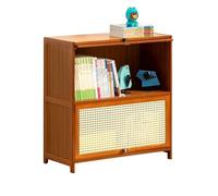 JSLJJBD BibliothèQue en Bambou avec Portes Bibliothèque Moderne sur Pied BibliothèQue Multicouche avec Porte Rabattable Étagère sur Pied pour Salon Tea Brown 70cm 2nd Tier