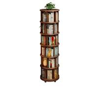 JSLJJBD Bibliothèque Rotative Pivotante 360° Bibliothèque Étagère Rangement de Livres au Sol pour la Maison Étagère de Rangement en Bois pour Chambre à Coucher Salon Black Oak 6-Tier