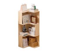 JSLJJBD Bois Massif Étagère d’Angle Bibliothèque à 4 Niveaux avec Rayons Ouverts Étagère de Rangement aux Bords arrondis Organiseur pour Livres déco Objets ménagers Solid Wood - Natural Finish 4-Ply