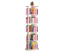JSLJJBD Etagère de Rangement à 5 Niveaux Bibliothèque Rotative Bibliothèque Ronde Rotative en Bois pour Chambre à Coucher Chambre d'enfant Salon Bureau Pink 5-Layer