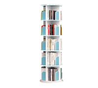 JSLJJBD Etagère de Rangement à 5 Niveaux Bibliothèque Rotative Bibliothèque Ronde Rotative en Bois pour Chambre à Coucher Chambre d'enfant Salon Bureau Blue 5-Layer