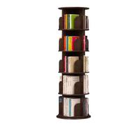 JSLJJBD Etagère de Rangement à 5 Niveaux Bibliothèque Rotative Bibliothèque Ronde Rotative en Bois pour Chambre à Coucher Chambre d'enfant Salon Bureau Walnut 5-Layer