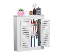 JSLJJBD Etagere Radiateur Style Moderne en PVC Meuble Haut avec 2 Portes à Lamelles Horizontales Couverture de Radiateur Cabinet de Rangement pour Salon de Maison 60x80x20cm/23.6x31.5x7.9in