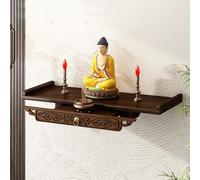 JSLJJBD Table d'autels avec Rangement Table Murale Suspendue pour Autel Bouddhiste Piédestal Étagère de Sanctuaire en Bois avec Tiroir pour Les Prières La Divination Wall-Mounted Style 39cm