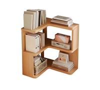 JSLXNDM 5 Niveaux bibliotheque Angle Bibliothèque d'exposition en Bois de Grande capacité et Peu encombrante idéale pour Les Salons, Chambres, salles à Manger et Cuisines. Couleur Bois Naturel