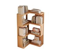 JSLXNDM 5 Niveaux bibliotheque Angle Bibliothèque d'exposition en Bois de Grande capacité et Peu encombrante idéale pour Les Salons, Chambres, salles à Manger et Cuisines. Couleur Bois Naturel