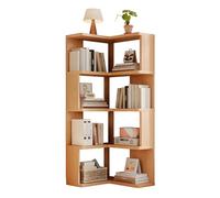 JSLXNDM 5 Niveaux bibliotheque Angle Bibliothèque d'exposition en Bois de Grande capacité et Peu encombrante idéale pour Les Salons, Chambres, salles à Manger et Cuisines. Couleur Bois Naturel