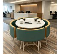 JSLXNDM Ensemble Table Ronde avec 4 chaises 5 pièces, avec chaises rembourrées, de réception Bureau Gain de Place pour Appartement, Salle de Pause, Restaurant et Espace d’Accueil Style-K