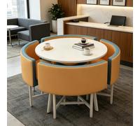 JSLXNDM Ensemble Table Ronde avec 4 chaises 5 pièces, avec chaises rembourrées, de réception Bureau Gain de Place pour Appartement, Salle de Pause, Restaurant et Espace d’Accueil Style-R