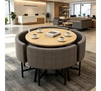 JSLXNDM Ensemble Table Ronde avec 4 chaises 5 pièces, avec chaises rembourrées, de réception Bureau Gain de Place pour Appartement, Salle de Pause, Restaurant et Espace d’Accueil Style-B