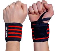 JSM FITNESS Bande Poignet Musculation - Wrist Wraps - Protège Poignet Musculation - Sangles de Levage pour Barre- Poignet de Force - 56 cm, Boucle de Pouce, 2 Pièces
