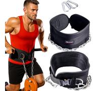 JSM FITNESS Ceinture Lestée Musculation avec Chaîne Acier 240kg - Ceinture Musculation Homme + 2 Mousquetons, Confort Néoprène pour Dips, Tractions, Haltérophilie, Bodybuilding, CrossFit & Fitness