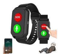 JSMDLN Montre De Détection De Chute pour Seniors, Bouton Sos, Bracelet GPS, Ip67, avec Mesure De La Fréquence Cardiaque Et De La Température, pour Les Personnes Atteintes De Démence Black
