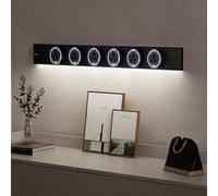 JSMDLN Multiprise longue de 40/50/60/80 cm, 8000 W, prise sur rail avec bloc d'alimentation + port de charge USB de type C + détecteur de mouvement, multiprise murale pour cuisine et salon, noir, 80