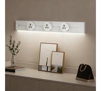 JSMDLN Multiprise longue de 40/50/60/80 cm, prise sur rail de 8000 W avec bloc d'alimentation + port de charge USB de type C + détecteur de mouvement, multiprise murale pour cuisine et salon, blanc