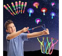 JSMTKJ Hélicoptères Jouets Volants, 30 Pièces Flèche Rocket Lumière LED Hélicoptère Arrow Rocket Jouet LED de Fronde Lumineux Catapulte Volant pour Enfants Jouets Cadeau