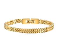 JSNOM Bracelet pour homme en acier inoxydable : Bracelets de poignet à double chaîne Franco avec fermoir en acier inoxydable, Bracelets à maillons noir, argent, or pour homme et femme, 7.5inch, Acier