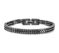 JSNOM Bracelet pour homme en acier inoxydable : Bracelets de poignet à double maille Franco avec fermoir en acier inoxydable, bracelets à maillons noir, argent, or pour homme et femme, 7.5inch, Acier