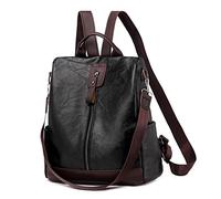 JSNOM Sac à dos femme en cuir décontracté anti-vol : petit sac à dos élégant imperméable pour université scolaire shopping travail, Noir , M