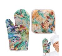Jsnwernb Ensembles de Gants de Four et Protège-Mains - Accessoires de Cuisine Anti-Dérapants - Kit Lavable De Maniques Et Tapis De Cuisine | pour Bol Four Micro-Ondes Maison Café Hôtel Boulangerie