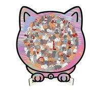 Jsnwernb Puzzle en Bois avec Motif de Chat | Jouets Mignons en Forme de Chat - Puzzle en Bois en Forme d'animal | pour Femmes, Hommes, Fils, Filles et Adolescents