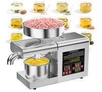 json2xml Presse à Huile Automatique 1100 W pour l'extraction d'huile Tournesol/Olive avec trémie de 6 l, Moulin à Huile Domestique Chaud/Froid en Acier Inoxydable avec température réglée 104 à 500 ℉