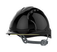 JSP Evo®2 Safety Helmet with Slip Ratchet Adjustment Harness - Vented - en 397 Industrial Hard Hat for Building, Construction and Work Sites - Noir (JSP AJF030-001-100)