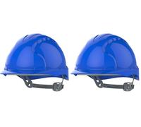 JSP Evo®2 Safety Helmet with Slip Ratchet Adjustment Harness - en 397 Industrial Hard Hat for Building, Construction and Work Sites - Blue (AJE030-000-500) (Lot de 2)