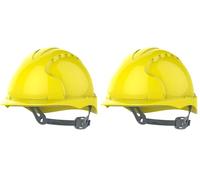 JSP Evo®2 Safety Helmet with Slip Ratchet Adjustment Harness - en 397 Industrial Hard Hat for Building, Construction and Work Sites - Yellow (AJE030-000-200) (Lot de 2)