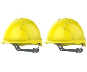 JSP Evo®2 Safety Helmet with Slip Ratchet Adjustment Harness - en 397 Industrial Hard Hat for Building, Construction and Work Sites - Yellow (AJE030-000-200) (Lot de 2)