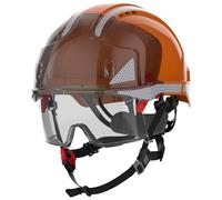 JSP Evo VISTALENS DUALSWITCH Casque de sécurité - Orange - Lunettes intégrées résistantes aux Chocs - Coque en ABS - pour Construction, Construction, génie Civil - EN397, EN12492