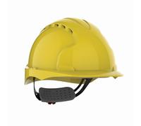 JSP EVO3 Comfort Plus Casque de Chantier, Ventilé, Molette, Jaune | Coiffe textile 6 points et molette de réglage pour ajustement précis. BTP, industrie. EN 397 certifié.