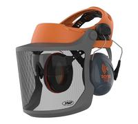 JSP EVOGuard M2 Serre-Tête Forestier avec Visière, 80% Luminosité | Serre-tête premium avec visière inox gravée et double protection oculaire. EN 1731 certifié.