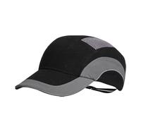 JSP HardCap A1+ Casquette anti-chocs à bord court - Noir/gris, passepoil réfléchissant, ventilé, ajusteur à une main (ABR000-005-004)