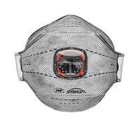 JSP SPRINGFIT 436ML FFP3 Masque Pliable Valve, Charbon Actif (Boîte de 10) | Protection poussières fines, silice, aérosols. Filtre charbon actif contre odeurs. Emballé individuel. EN 149.
