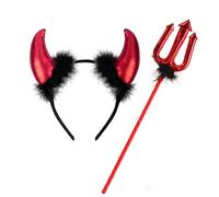 JSRHEEM Set Diadème Cornes de Diable et Trident, pour Carnaval & Fête Halloween, Accessoire pour Cheveux & Déguisement, Ornement de Tête pour Adultes & Enfants