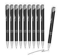 Jsrnqert Lot de 10 stylos à bille en métal de qualité supérieure - Personnalisés - Stylos à bille bleus - Noir - Pour l'école