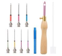 JSRQT 10 Pièces Kit D'aiguilles À Poinçonner, Aiguilles à Poinçon Réglables À Broder avec 7 Tailles d'Aiguilles Remplaçables, Punch Needles Stylo pour Débutants en Broderie