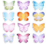 JSRQT 12 Pièces Notes Autocollantes Papillon Aquarelle, Petits Blocs-note Autocollants Mignons, Blocs-notes Amovibles Autocollant Sticky Notes pour École Bureau Rappel de Plan Fournitures de Papeterie