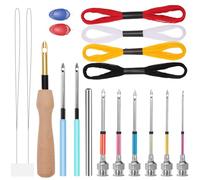 JSRQT 18 PCS Kit D'aiguilles À Poinçonner Broder 8 Tailles Aiguille Broderie Punch Needle pour Débutantadulte Stylo Ajustables Brochage Ensemble Réglable Point Setpour Couture Magic Outil L'artisanat
