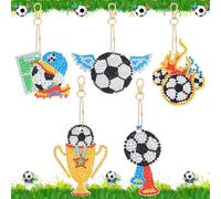 JSRQT 5D Diamond Art Painting Complet Keychain Pendentif DIY Diamant Peinture Portes-Clés Football Plein Cadeau Strass Broderie Double Face Porte Clés Mosaïque par Numéro Kit Sacs Décoration