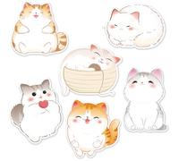 JSRQT 6Pcs Notes Autocollantes de Chat, Petits Blocs-Notes Autocollants Mignons pour Enfants Adultes, Blocs-Notes Adhésives Kawaii pour École Bureau, Amoureux Chats, Rappels Plan, Récompenses Classe