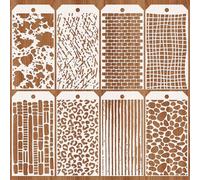 JSRQT 8 Pièces Pochoir de Peinture Léopard,Pochoirs de Peinture Brique,Réutilisables Pochoirs de Dessin de Texture pour DIY Scrapbooking Bois Meubles Mur Maison Décor 4,7 x 9,45”
