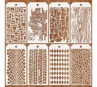 JSRQT 8 Pièces Pochoir de Peinture Texture,Modèles de Pochoir Brique,Pochoirs de Dessin de Peinture Superposition pour DIY Scrapbooking Bois Meubles Mur Maison Décor 4,7 x 9,45”