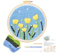 JSRQT DIY Punch Needle Broderie Kit Fleurs et Plantes Crafts Kit D'aiguilles à Poinçonner pour Adultes Débutants Broderie D'Aiguille de Poinçon Kit avec Instructions Kit de Démarrage Punch Needle