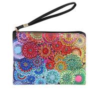 JSRQT Fleur DIY Diamond Art Painting Porte-Monnaie en Cuir, Diamant Peinture Bricolage Pochette pour Fille Femme, Diamant Peinture Sac à Bandoulière
